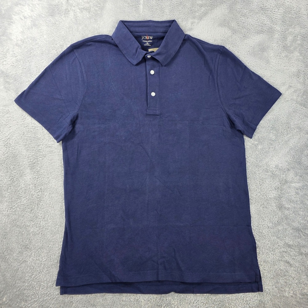 J.Crew Sueded Cotton Polo Shirt Jersey Classic Navy Blue Medium Quiet Luxury